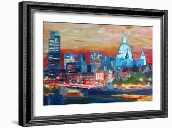 London with St Paul Cathedral at Dusk-Markus Bleichner-Framed Art Print