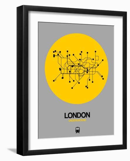 London Yellow Subway Map-NaxArt-Framed Premium Giclee Print