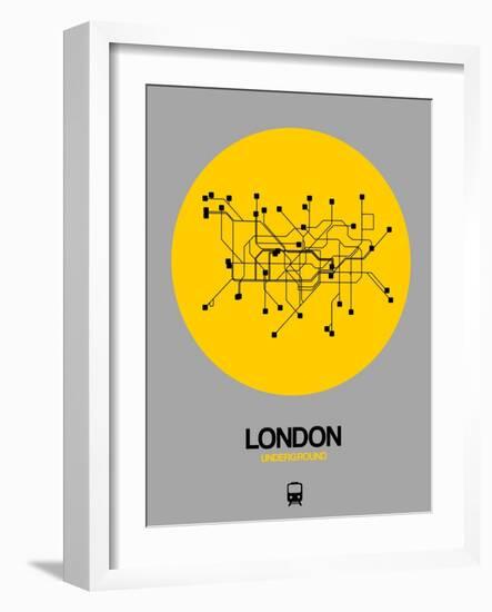 London Yellow Subway Map-NaxArt-Framed Premium Giclee Print