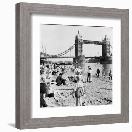 Londoners Relax on Tower Beach, 1952-Henry Grant-Framed Giclee Print