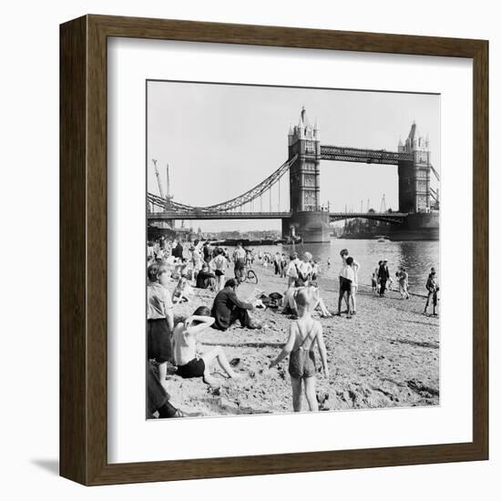 Londoners Relax on Tower Beach, 1952-Henry Grant-Framed Giclee Print