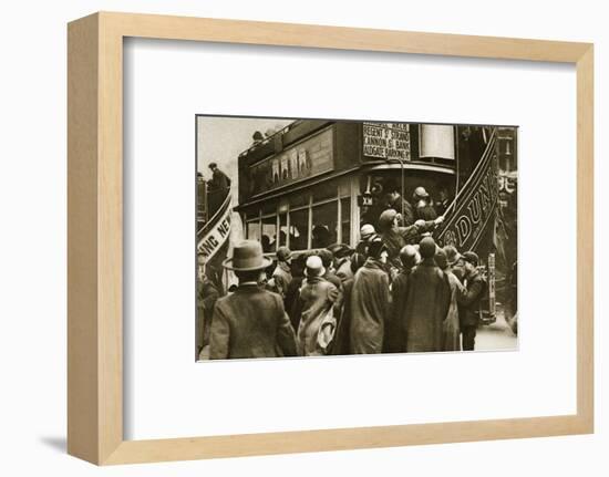 Londoners rushing for a bus on Ludgate Hill, c1920s(?)-Unknown-Framed Photographic Print