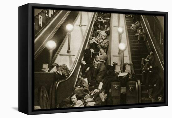 Londoners Seek Shelter from the Bombs in the Underground, 1940-English Photographer-Framed Premier Image Canvas