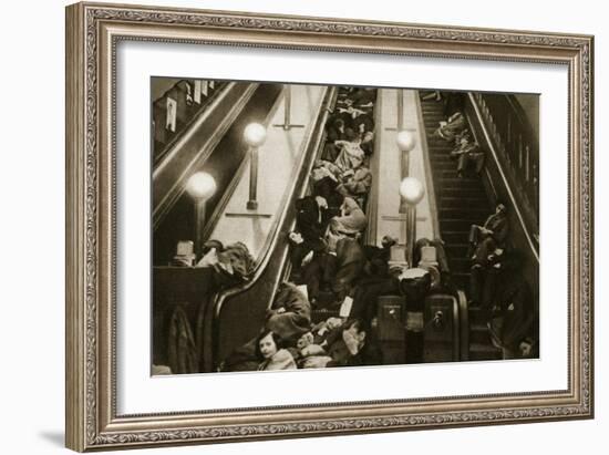 Londoners Seek Shelter from the Bombs in the Underground, 1940-English Photographer-Framed Giclee Print