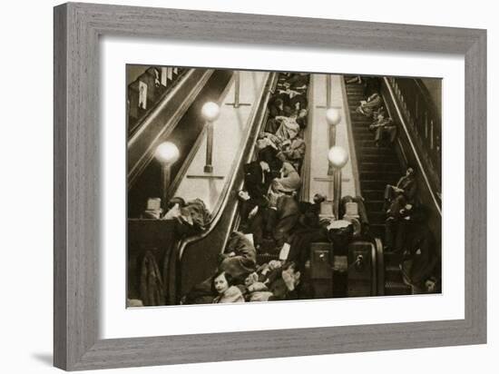 Londoners Seek Shelter from the Bombs in the Underground, 1940-English Photographer-Framed Giclee Print