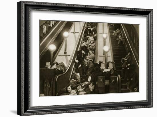 Londoners Seek Shelter from the Bombs in the Underground, 1940-English Photographer-Framed Giclee Print