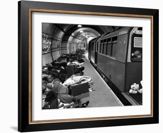 Londoners Sleeping Underground in Subway For Protection During German Bombing Raids-Hans Wild-Framed Photographic Print