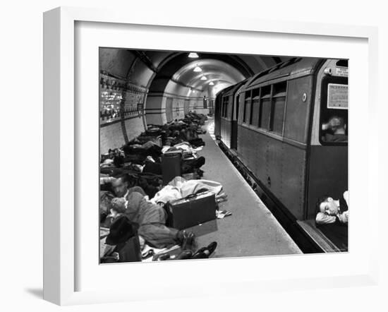 Londoners Sleeping Underground in Subway For Protection During German Bombing Raids-Hans Wild-Framed Photographic Print