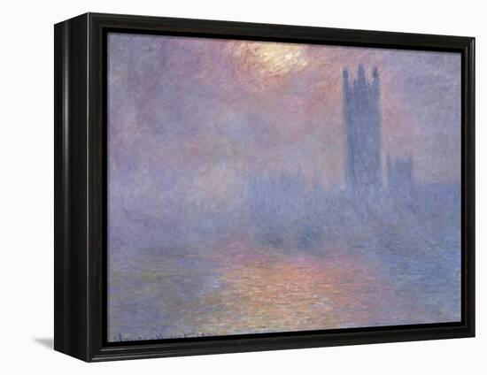 Londres, le Parlement, trouée de soleil dans le brouillard-Claude Monet-Framed Premier Image Canvas