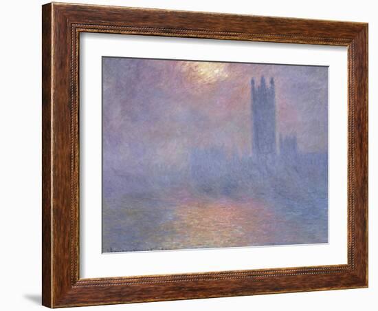 Londres, le Parlement, trouée de soleil dans le brouillard-Claude Monet-Framed Giclee Print