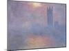 Londres, le Parlement, trouée de soleil dans le brouillard-Claude Monet-Mounted Giclee Print