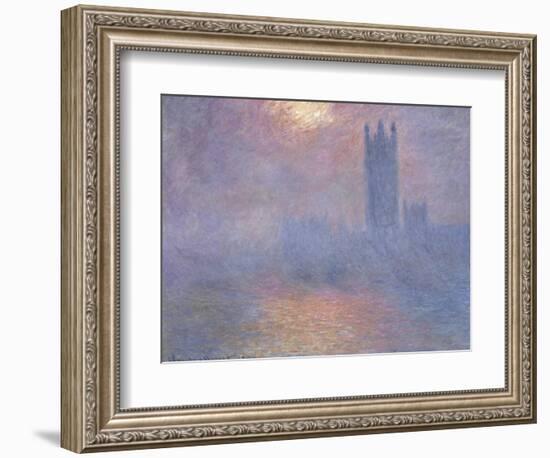 Londres, le Parlement, trouée de soleil dans le brouillard-Claude Monet-Framed Giclee Print