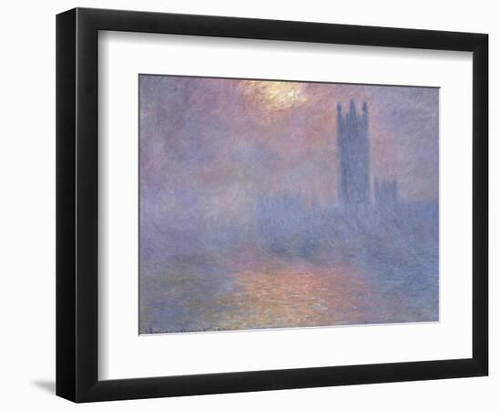 Londres, le Parlement, trouée de soleil dans le brouillard-Claude Monet-Framed Giclee Print