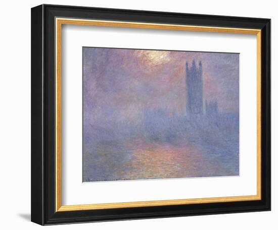 Londres, le Parlement, trouée de soleil dans le brouillard-Claude Monet-Framed Giclee Print