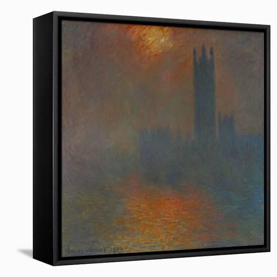 Londres, le Parlement, trouee de soleil London, Parliament, sun breaking through the clouds.-Claude Monet-Framed Premier Image Canvas