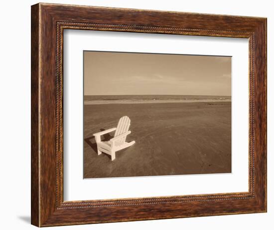 Lone Chair on Empty Beach-null-Framed Photographic Print