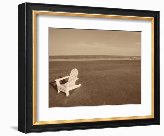 Lone Chair on Empty Beach-null-Framed Photographic Print