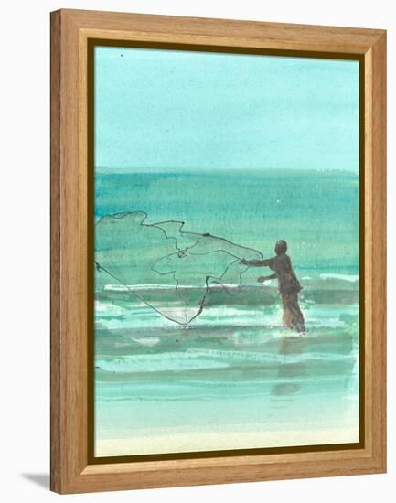 Lone Fisherman 1, 2015-Lincoln Seligman-Framed Premier Image Canvas