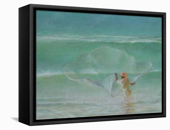 Lone Fisherman 2019-Lincoln Seligman-Framed Premier Image Canvas