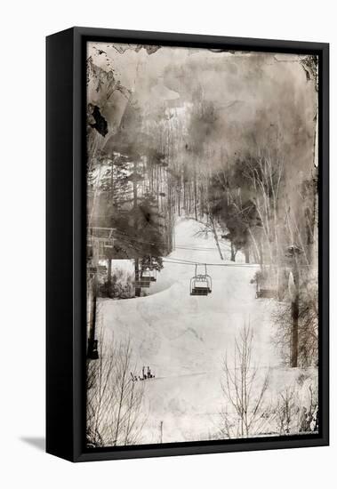Lone Ski Lift Wet Plate-null-Framed Stretched Canvas