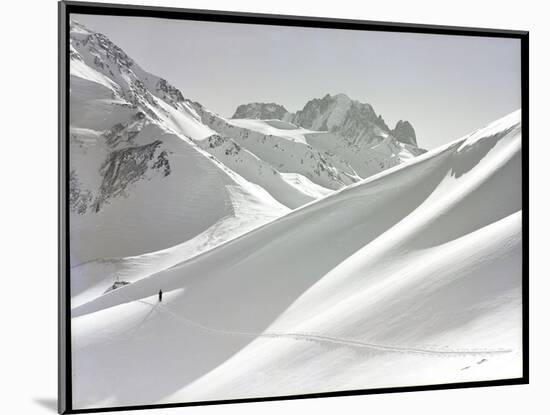 Lone Skier Shadowed by Mont Blanc-Bettmann-Mounted Photographic Print