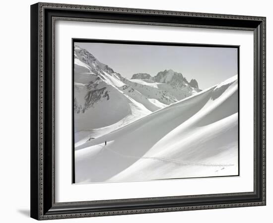 Lone Skier Shadowed by Mont Blanc-Bettmann-Framed Photographic Print