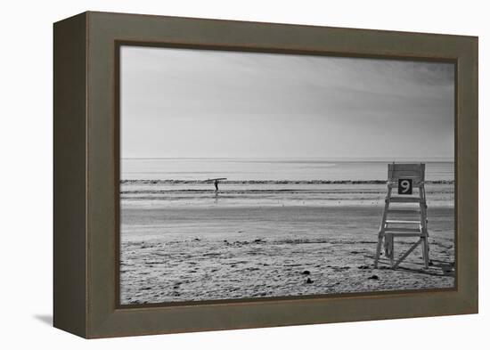 Lone Surfer Newport Rhode Island B/W-null-Framed Stretched Canvas