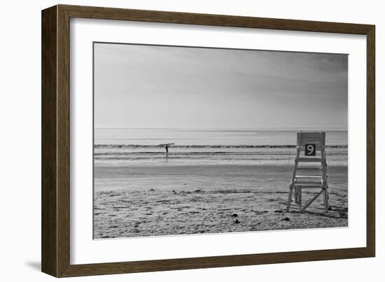 Lone Surfer Newport Rhode Island B/W-null-Framed Photo