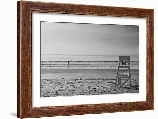 Lone Surfer Newport Rhode Island B/W-null-Framed Photo