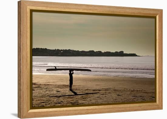 Lone Surfer Newport Rhode Island-null-Framed Stretched Canvas