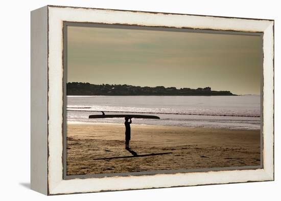 Lone Surfer Newport Rhode Island-null-Framed Stretched Canvas