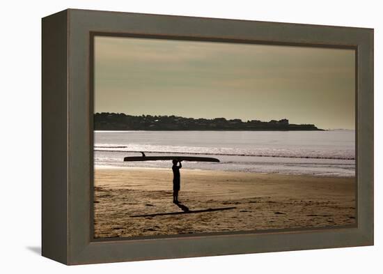 Lone Surfer Newport Rhode Island-null-Framed Stretched Canvas