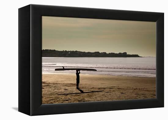 Lone Surfer Newport Rhode Island-null-Framed Stretched Canvas