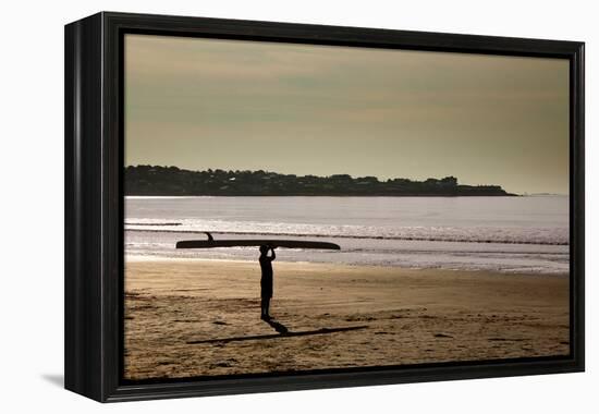 Lone Surfer Newport Rhode Island-null-Framed Stretched Canvas