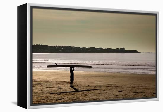 Lone Surfer Newport Rhode Island-null-Framed Stretched Canvas