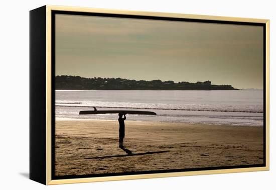 Lone Surfer Newport Rhode Island-null-Framed Stretched Canvas