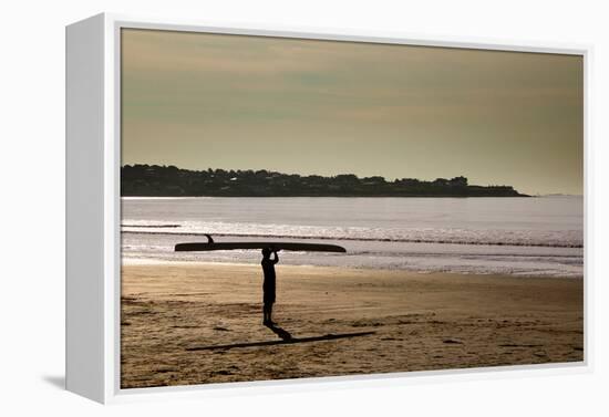 Lone Surfer Newport Rhode Island-null-Framed Stretched Canvas