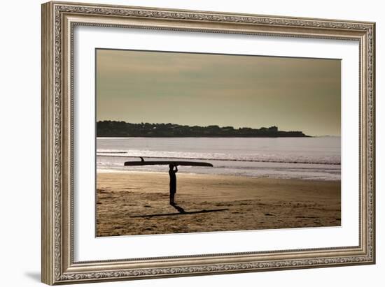 Lone Surfer Newport Rhode Island-null-Framed Photo