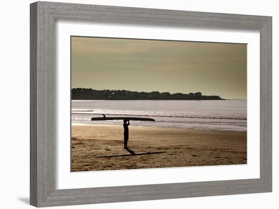 Lone Surfer Newport Rhode Island-null-Framed Photo