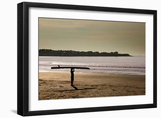 Lone Surfer Newport Rhode Island-null-Framed Photo