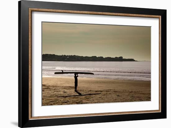 Lone Surfer Newport Rhode Island-null-Framed Photo