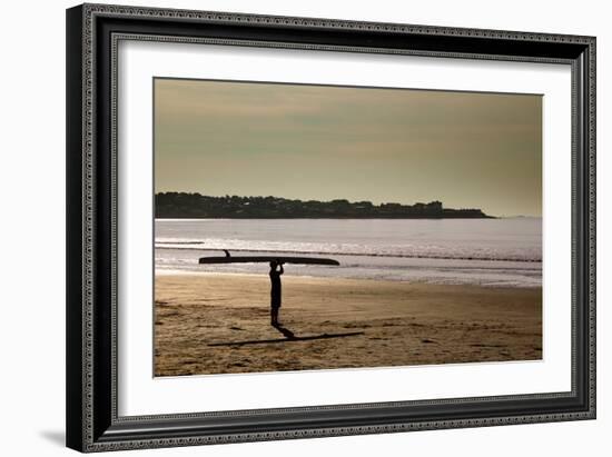 Lone Surfer Newport Rhode Island-null-Framed Photo