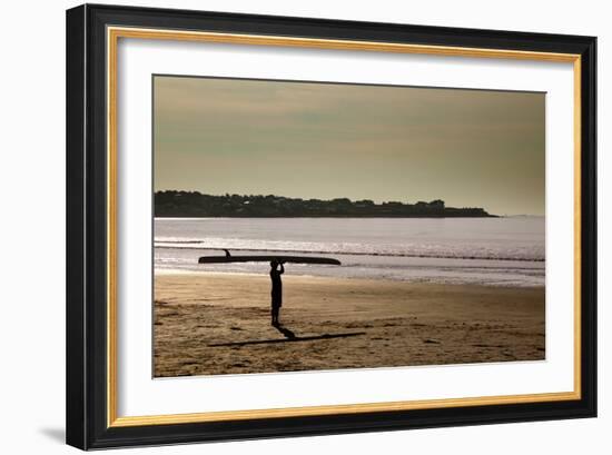 Lone Surfer Newport Rhode Island-null-Framed Photo