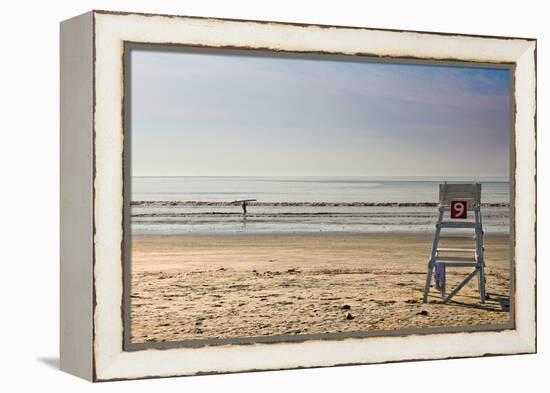 Lone Surfer on Newport Beach Rhode Island-null-Framed Stretched Canvas
