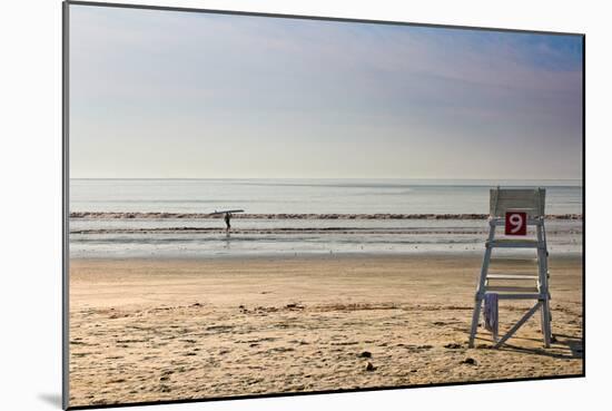 Lone Surfer on Newport Beach Rhode Island-null-Mounted Photo