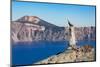 Lone tree trunk over Crater Lake, the deepest lake in the U.S.A., part of the Cascade Range, Oregon-Martin Child-Mounted Photographic Print