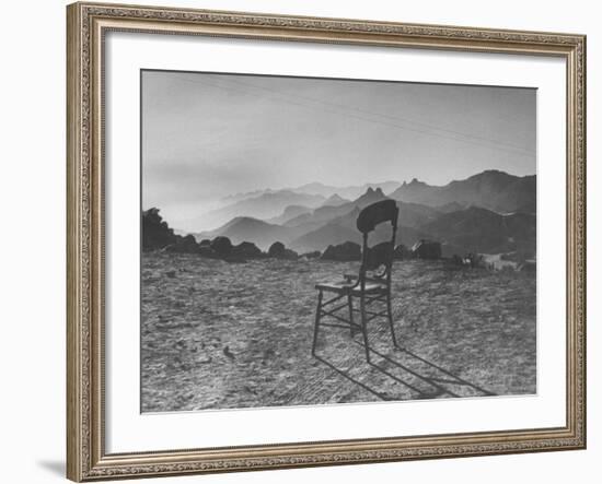 Lone Wooden Chair on Hillside Overlooking the Santa Lucia Mountain Range, California-Nina Leen-Framed Premium Photographic Print