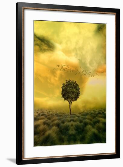 Loneliness Tree in Grass Field-null-Framed Art Print