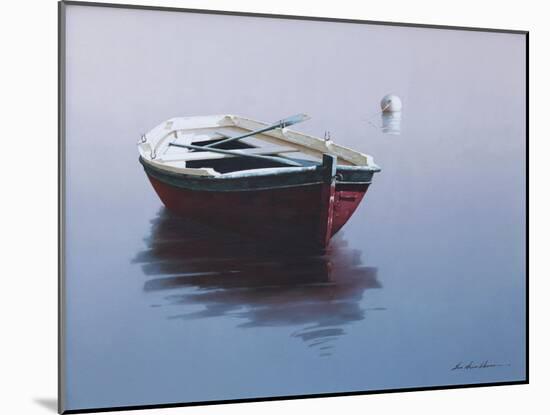 Lonely Boat in Red-Zhen-Huan Lu-Mounted Giclee Print