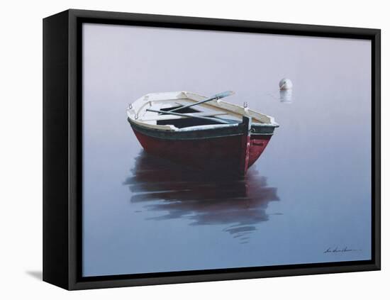 Lonely Boat in Red-Zhen-Huan Lu-Framed Premier Image Canvas